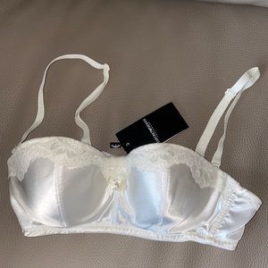 Emporio Armani Cream Satin Bra with Lace